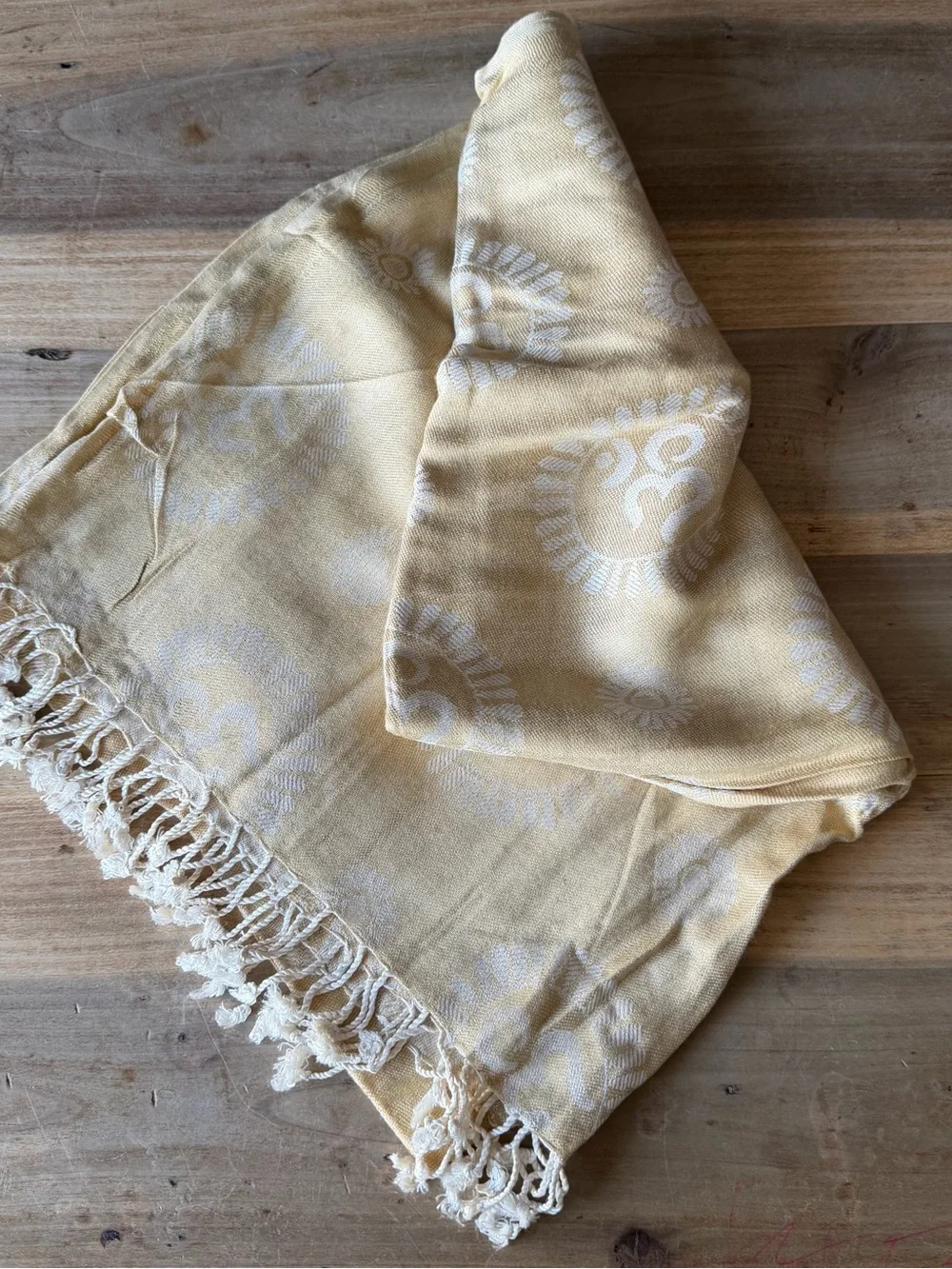Cream Om Yoga or Meditation Scarf Shawl Wrap